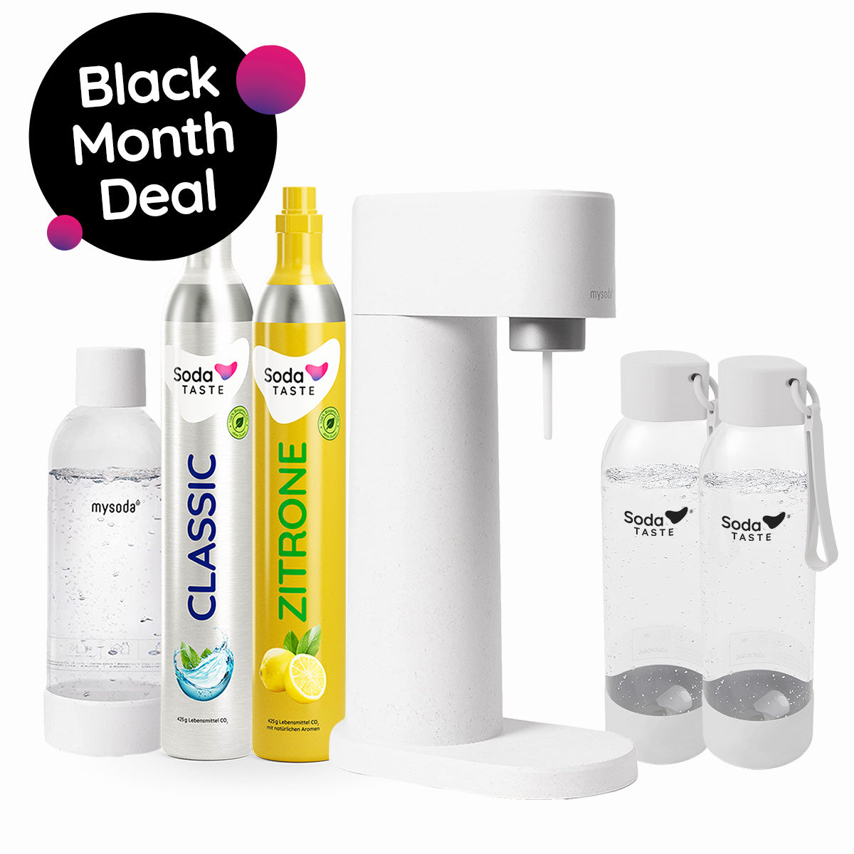 Black Month Angebot: Woody (weiß) + Zitrone & Wasserflaschen
